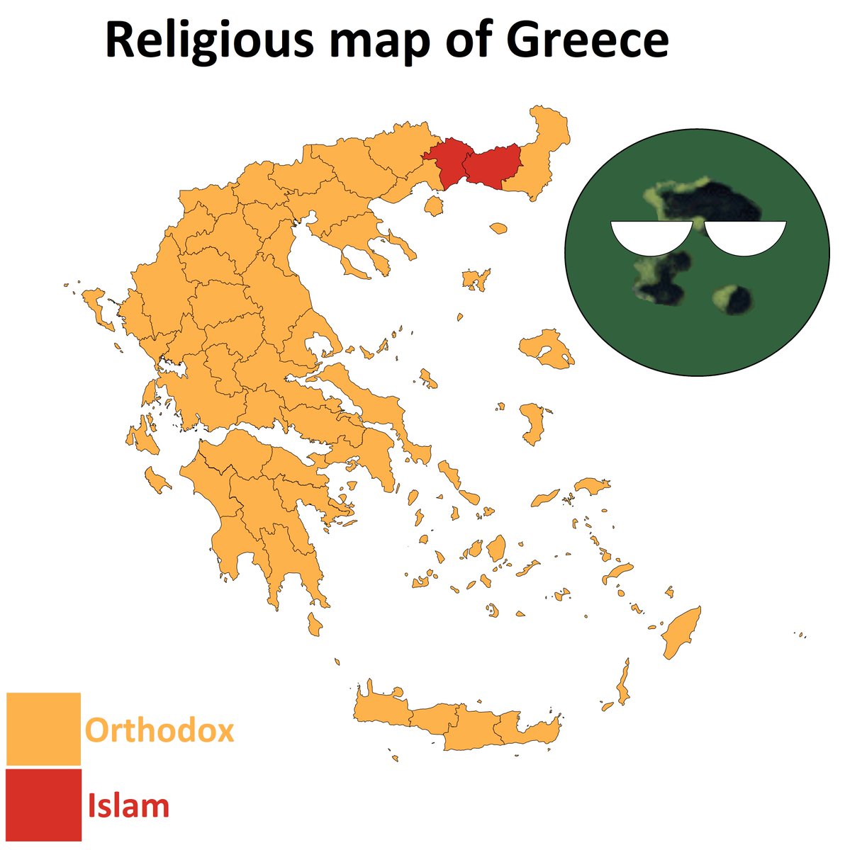 valaneymapper's tweet photo. Religions map of Greece 🇬🇷
#map #maps #map_of_europe #mapping #mapper #maps2022 #geography #geographer #europeanmaps #europe #greece #greece🇬🇷 #cartography #cartografia #geografia #worldmap #world #mapmaker #mapchart #art #mapart #instamaps #religion #religious #orthodox #islam https://t.co/eo6RblbI2q