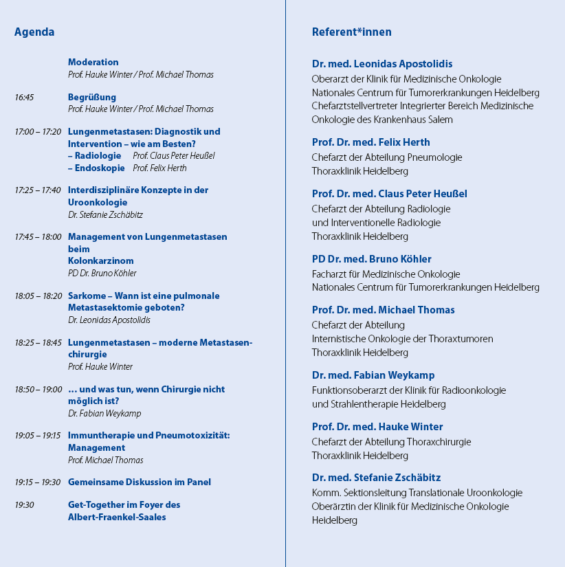 The interdisciplinary Symposium on lung metastases - Modern Management is starting shortly today at the Thoraxklinik in Heidelberg. <a href="/uniklinik_hd/">Universitätsklinikum Heidelberg</a> <a href="/NCT_HD/">NCT Heidelberg</a> <a href="/UKHD_radonc/">Radiation Oncology @Heidelberg University Hosp.</a> <a href="/TMO_Heidelberg/">Translational Medical Oncology</a> <a href="/DKFZ/">DKFZ</a> <a href="/Thoraxklinik/">Thoraxklinik</a>