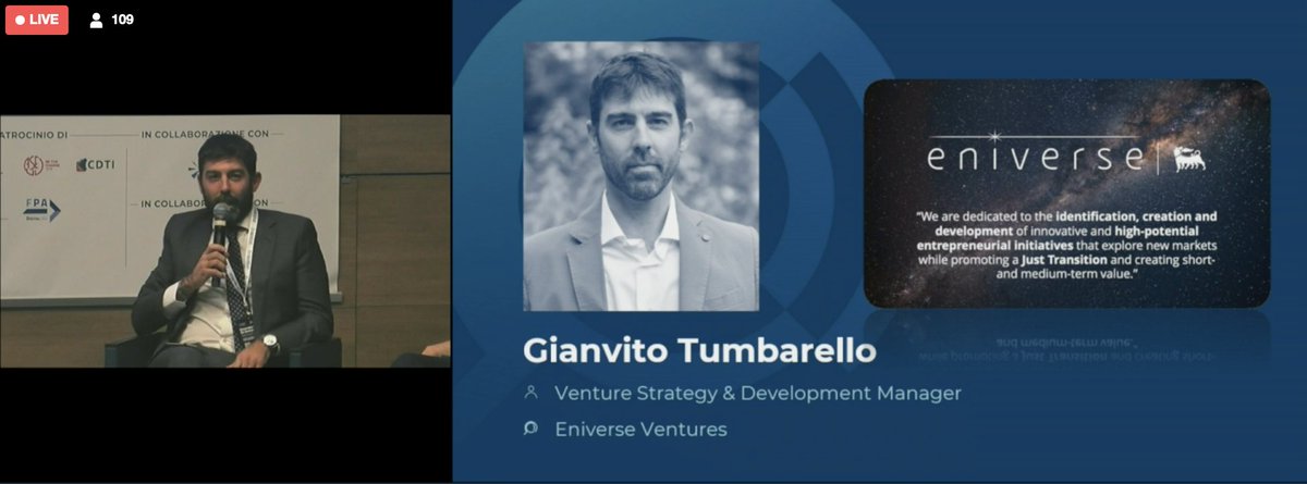 Osserv_Digital's tweet photo. Gianvito Tumbarello ci parla del progetto #Eniverse, il Corporate Venture Builder di @eni che valorizza tecnologie proprietarie creando nuove iniziative imprenditoriali nella transizione energetica #startuphitech22 #startupintelligence22 #digitaltransformation22 https://t.co/vSt7lUivFp