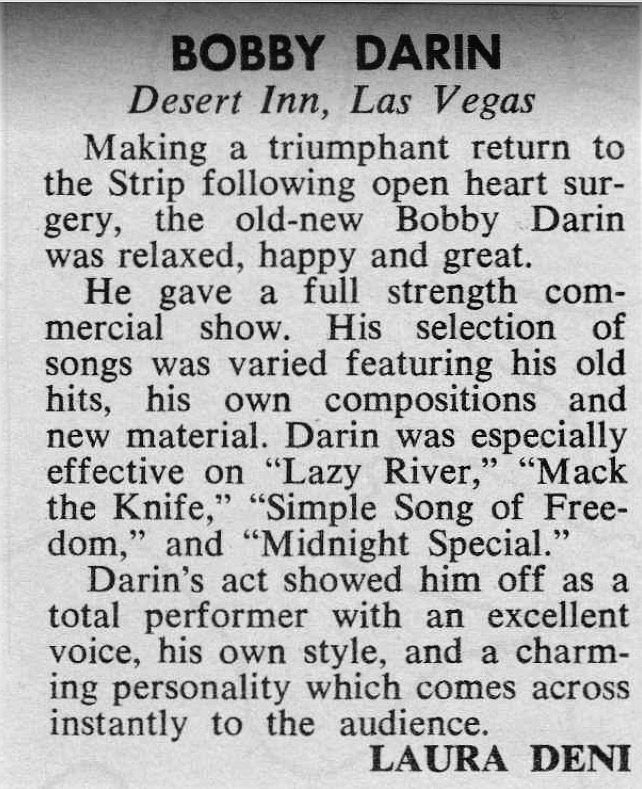 Jimmy_Scalia's tweet photo. To witness Bobby Darin in Las Vegas was not just considered an incredible show but a show that would be categorized as an "EXPERIENCE" @bobby_darin2 #lasvegas #Bobbydarin #performer #mastershowman #macktheknife #lazyriver #simplesongoffreedom https://t.co/hOEkTHODIn