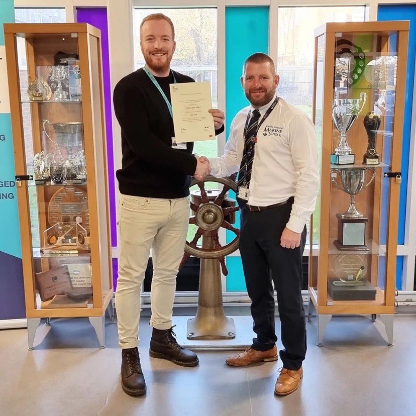 ssmarineschool's tweet photo. Congratulations to Will Hibbs on qualifying as Chief Mate. ππ»
We are so unbelievably proud of you and we canβt wait to hear all about your future endeavours. βοΈ
#wearessms #chiefmate #sqa #mca #qualified #onwardsandupwards #southshields #supportingyoueverystepoftheway https://t.co/Wx2v1BTzq9