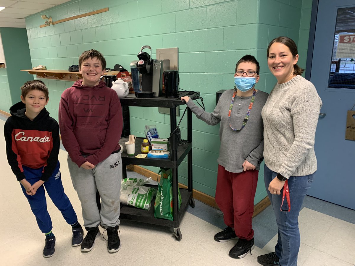 TanisLattanzio's tweet photo. CAZ Coffee Cart and their first happy customers. So proud of these boys! @alcdsb_mart @alcdsb https://t.co/mUsGHvm8qx