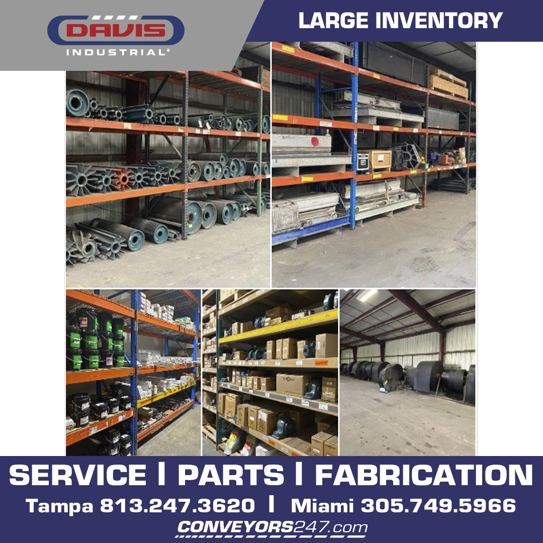 As we come into the last month of the year we have a large inventory of conveyor system parts on hand to get you through the year & have you stocked up ready to head into the new year!
Tampa 813.247.3620
Miami 305.749.5966    #LargestInventory #LargestInventoryInFlorida #OrderNow