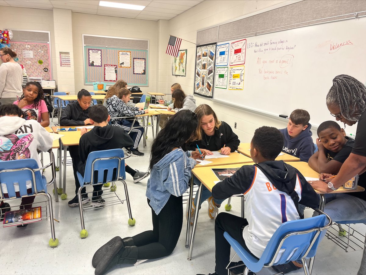 CalvertMSCCPS's tweet photo. Dr. Western's students working hard in 7th grade social studies to determine the relative values of gold vs halite (salt) in their study of West Africa. https://t.co/Gcj8ojfVxH