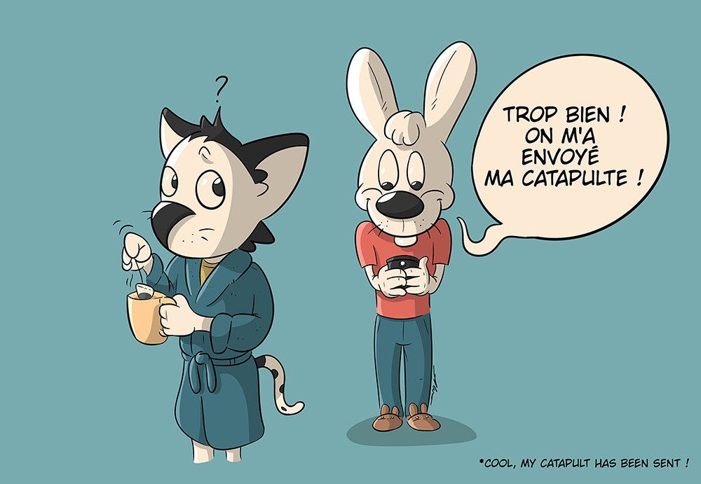 AlexIlluBe's tweet photo. TransCat - la catapulte 
.
Comme quoi on trouve de tout sur le web 🐱⚧

#transcat #BD #webcomic #trans #catapult #catapulte #adventures #delivery #cat #chat #dessinateur #LGBTart #drole #funny https://t.co/0MWmKvTDpF