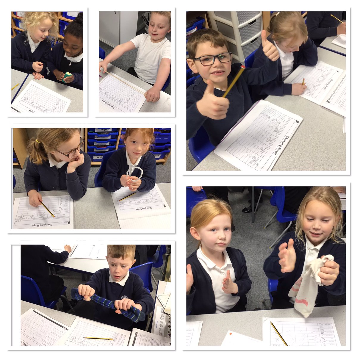 UpperthongJI's tweet photo. Year 2 have been investigating which objects change shape by stretching, bending, twisting and squashing them in science. #UJIYear2 #UJIScience https://t.co/oE2hPcnxoK