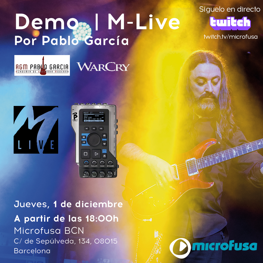 microFusa's tweet image. Mañana tenemos la última #demo del año en nuestra tienda de #BCN con la presentación del #BBeat de M-Live, de la mano de #PabloGarcía, guitarrista de @WarCryOficial. 

A partir de las 18 hrs en Sepúlveda 134 o en nuestro canal de #Twitch. 

¡Te esperamos!
