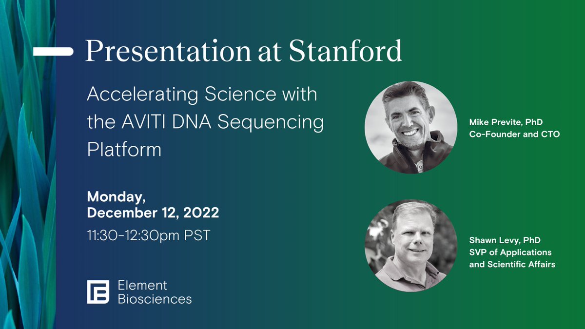 ElemBio's tweet photo. Join us at this Stanford University Lunch &amp; Learn Seminar, "Accelerating Science with the AVITI DNA Sequencing Platform" on Dec 12. Register now to secure your spot! https://t.co/ighz3TEfrA https://t.co/8rcAIFwMlX