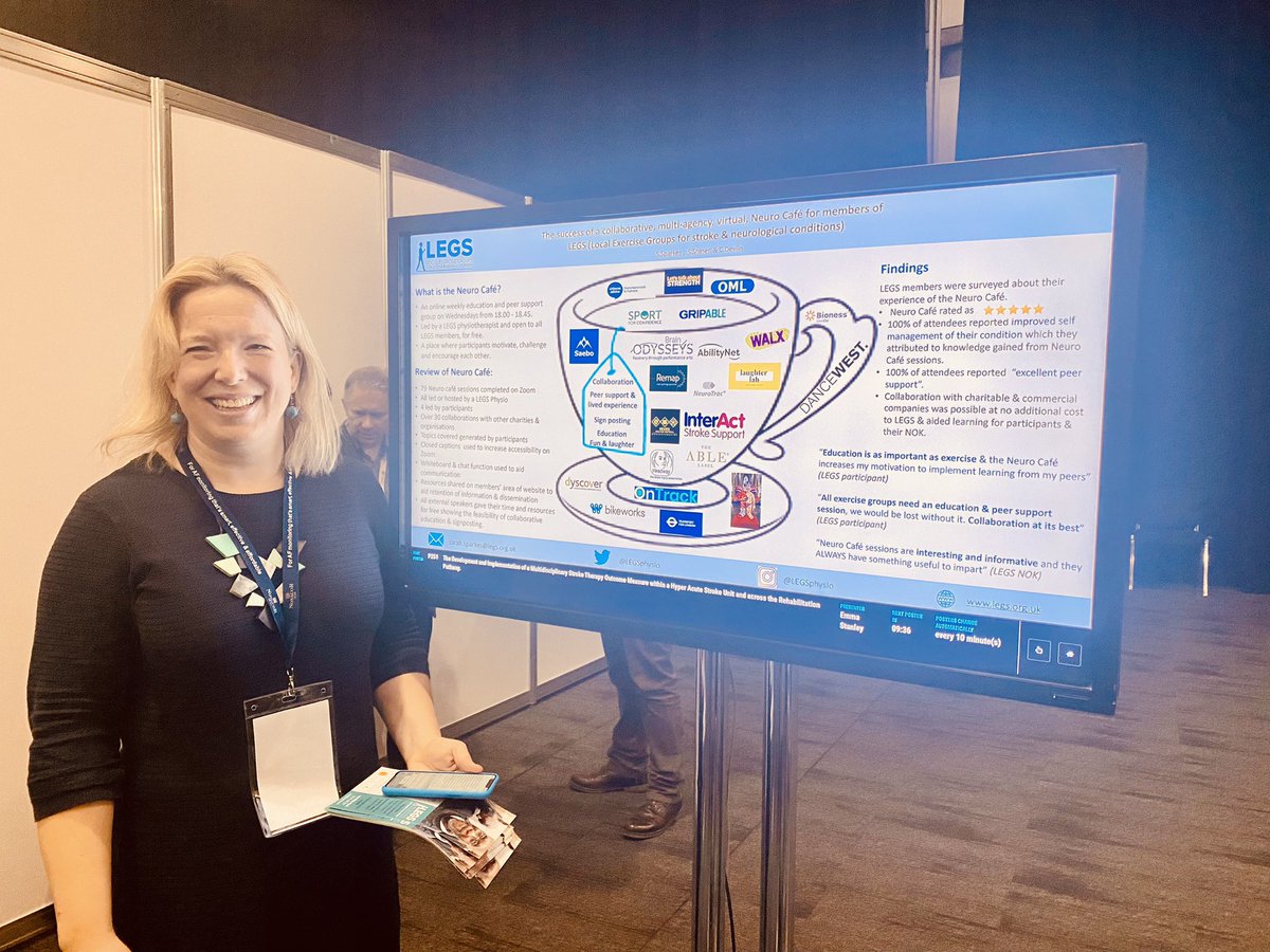 LEGSphysio's tweet photo. The fabulous @sarah_sparkie presenting on LEGS’ Neuro Café at @UKStrokeForum. Participants said:  ‘Education is an important as exercise and the Café motivates me to learn from my peers’ https://t.co/UzJagLCUAH