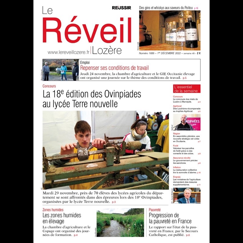 À la une du Réveil Lozère du 1er décembre :

📌 18e édition des Ovinpiades départementales au lycée Terre nouvelle

📌 Repenser ses conditions de travail pour être bien dans son emploi

📌 Les zones humides, un atout à valoriser en élevage

#agriculture #Lozère