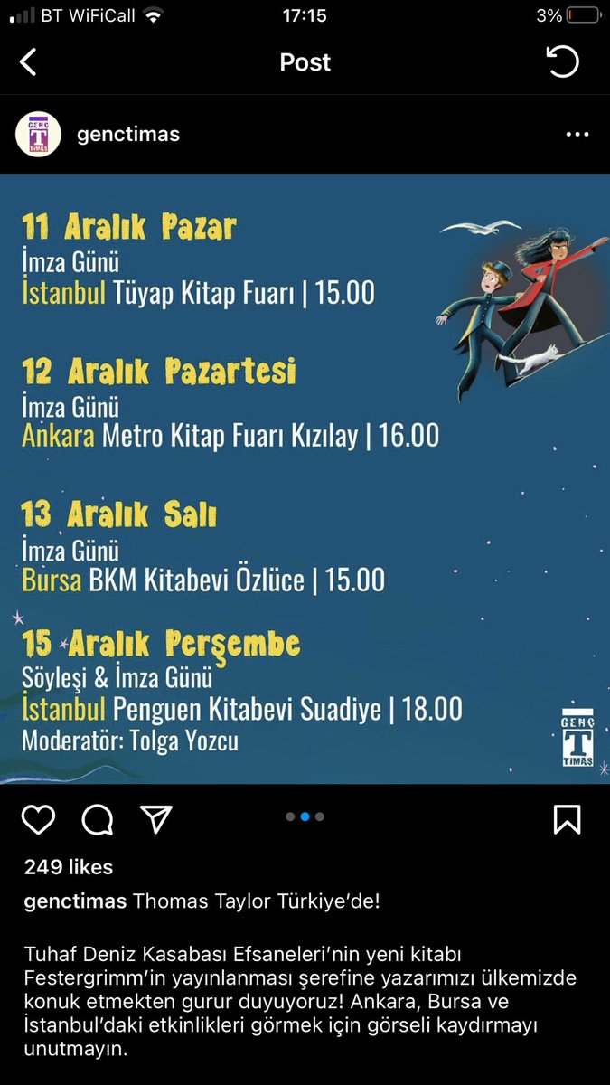 ThomasHTaylor's tweet photo. I’m off to Turkey, to help launch #FESTERGRIMM there. If, by any chance, you are anywhere near Istanbul, Bursa, or Ankara in the middle of December (might happen!) come along and say hi😎😸 https://t.co/r21DDwDGGQ