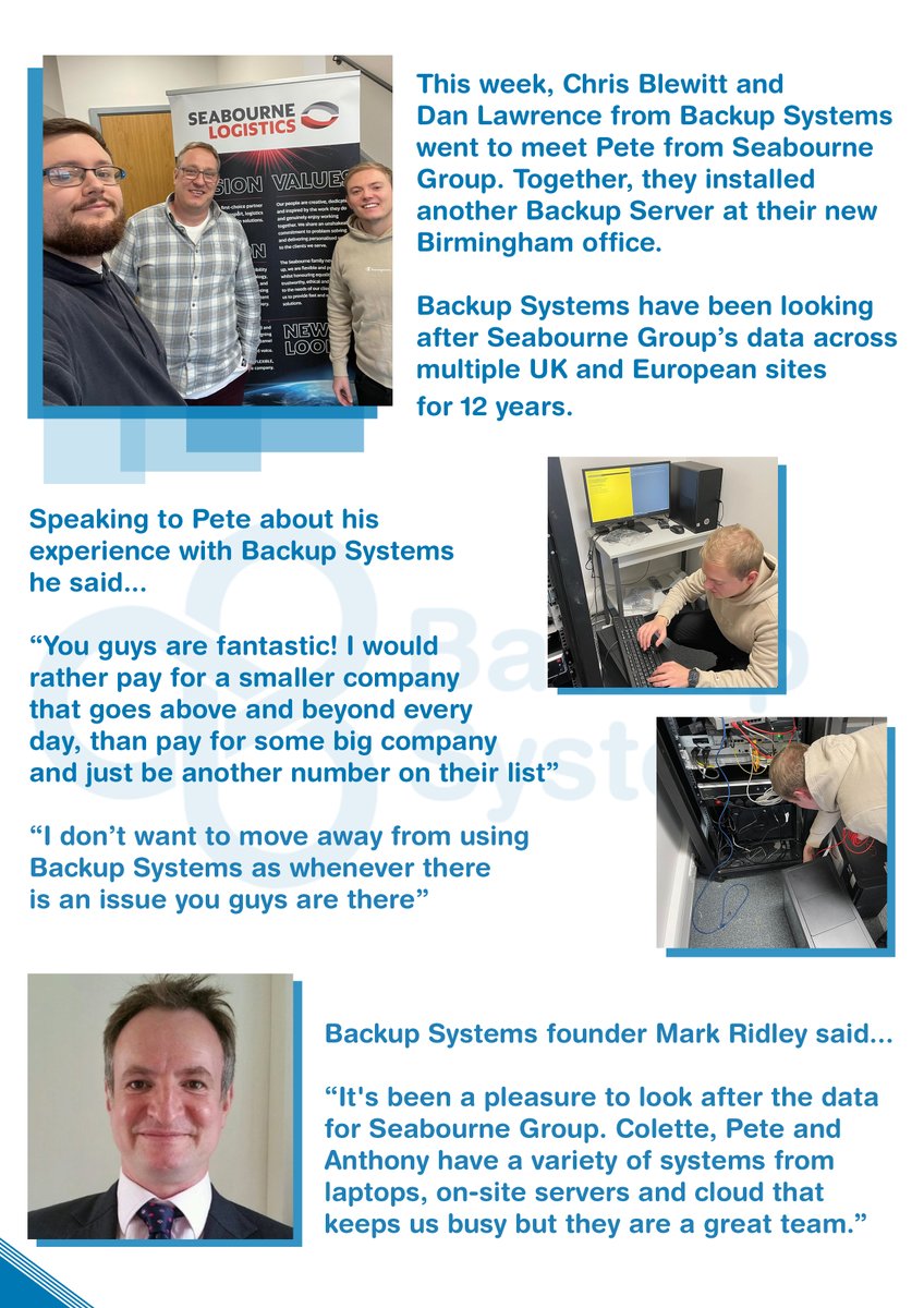 backupsystemltd's tweet image. Backup Systems recent visit to Seabourne Group&apos;s Birmingham Office.

#seabournegroup #seabournelogistics #backupsystems #serverbackup #disasterrecovery #dr