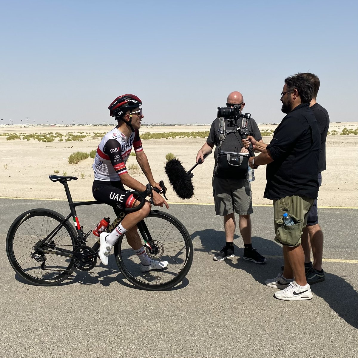 FilmsByNomad's tweet photo. Some behind-the-scene shots from the @ADNOCGroup &amp; @TeamEmiratesUAE documentary that is currently in the works in search for the next Emirati cycling superstar! 

A total of 14 cameras were used + drones to shoot the action. 

Fair to say we have a lot of footage to go through. https://t.co/Ct78g8TnZZ