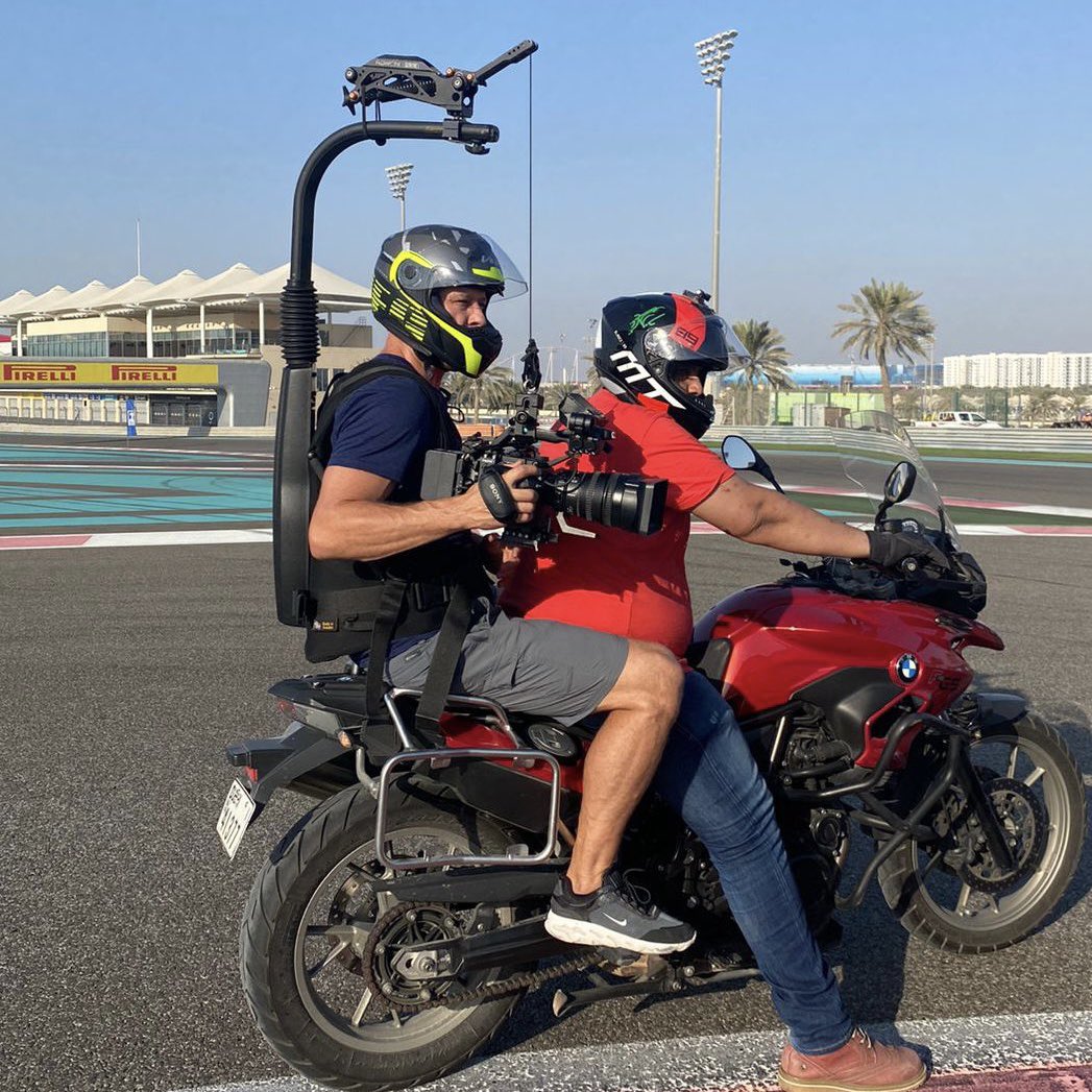 FilmsByNomad's tweet photo. Some behind-the-scene shots from the @ADNOCGroup &amp; @TeamEmiratesUAE documentary that is currently in the works in search for the next Emirati cycling superstar! 

A total of 14 cameras were used + drones to shoot the action. 

Fair to say we have a lot of footage to go through. https://t.co/Ct78g8TnZZ