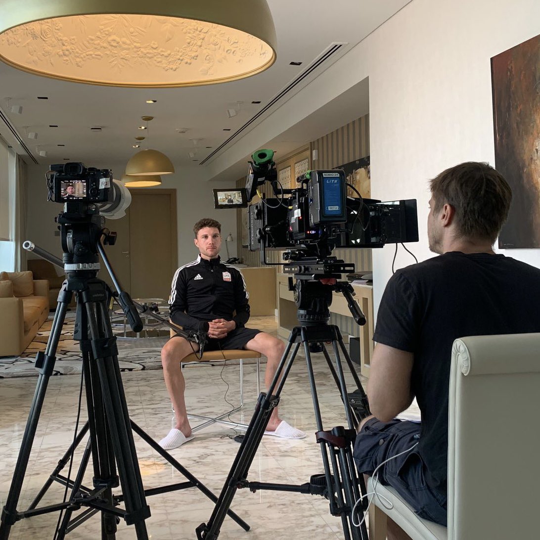 FilmsByNomad's tweet photo. Some behind-the-scene shots from the @ADNOCGroup &amp; @TeamEmiratesUAE documentary that is currently in the works in search for the next Emirati cycling superstar! 

A total of 14 cameras were used + drones to shoot the action. 

Fair to say we have a lot of footage to go through. https://t.co/Ct78g8TnZZ