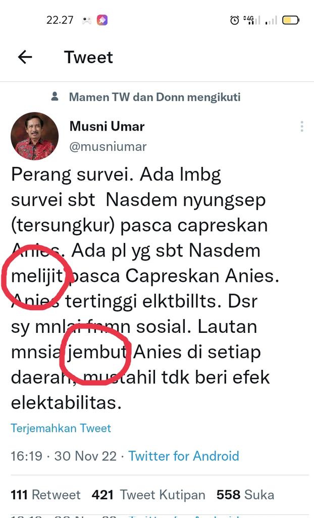 Tweet @musniumar ini diam2 menghibur 😄😄