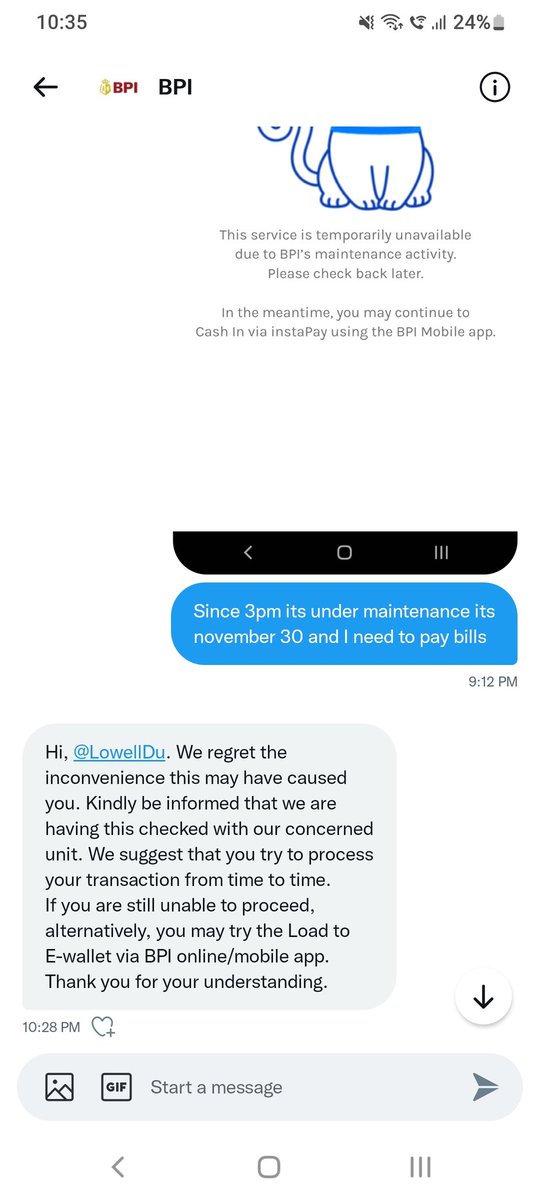 LowellDu's tweet photo. @TalktoBPI useless and waste of time... canned response https://t.co/kBzJVoa1xi