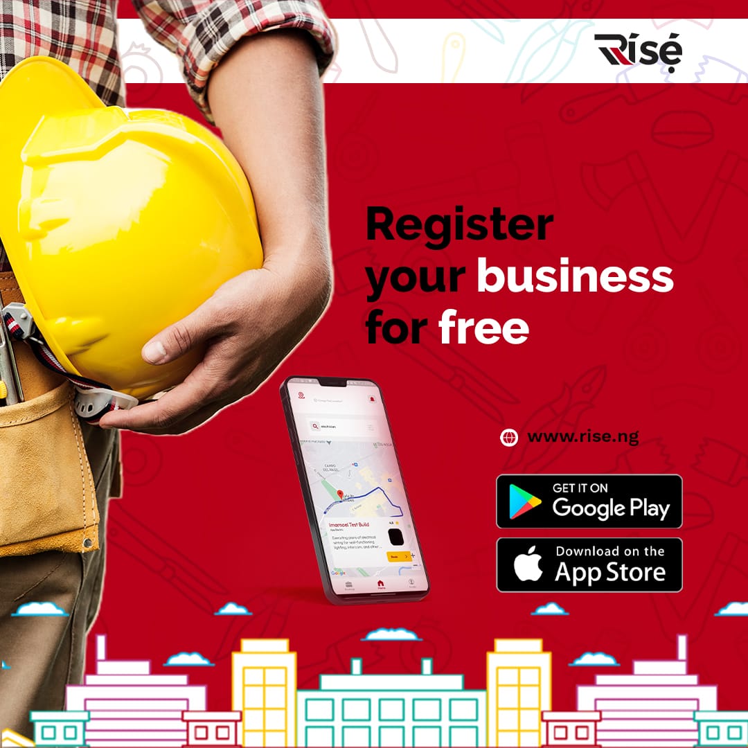 riseapp_ng's tweet photo. Register your professional services on Risé App. Go-to https://t.co/eDv9GSR25b #Riseapp #RiseAppNg
#plumbers #electricians #cleaners #findartisan #findvendor #findartisans #findvendors #findvendorsinnigeria #findartisansinnigeria #vendors #artisans #hiring #MSMEs #BusinessUpdate https://t.co/s281fjv9sU