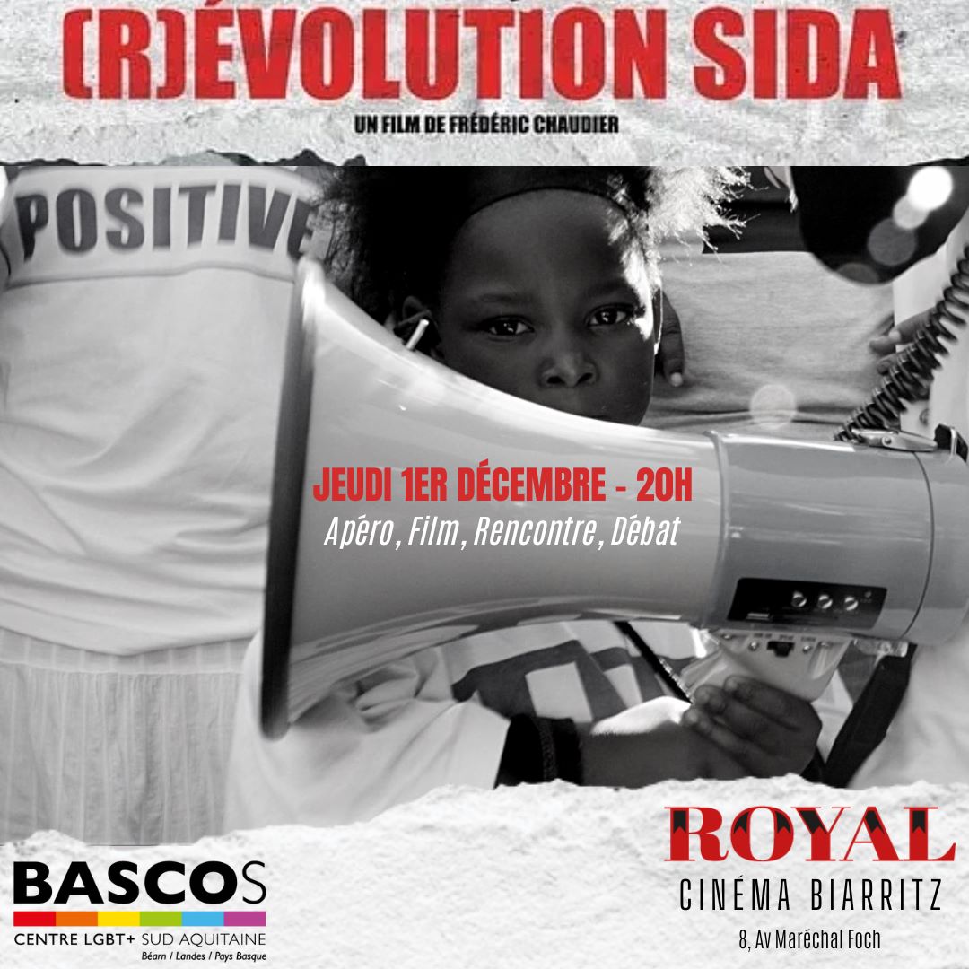 <a href="/LesBascos/">les bascos</a>  vous attend ce 1/12   cinéma le Royal  de Biarritz autour de la sortie du film REVOLUTION SIDA.  <a href="/MediabaskInfo/">Mediabask info</a>  <a href="/SO_Paysbasque/">SO_Paysbasque</a>  <a href="/F3euskalherri/">France3 Euskal Herri Pays Basque</a>   @Bleu_Basque  <a href="/euskalirratiak/">Euskal Irratiak</a> <a href="/NvelleAquitaine/">Nouvelle-Aquitaine</a> <a href="/Ville2Biarritz/">Ville de Biarritz</a>  <a href="/CommunautePB/">CommunautéPaysBasque</a>
 <a href="/federationLGBTI/">Fédération LGBTI+</a>