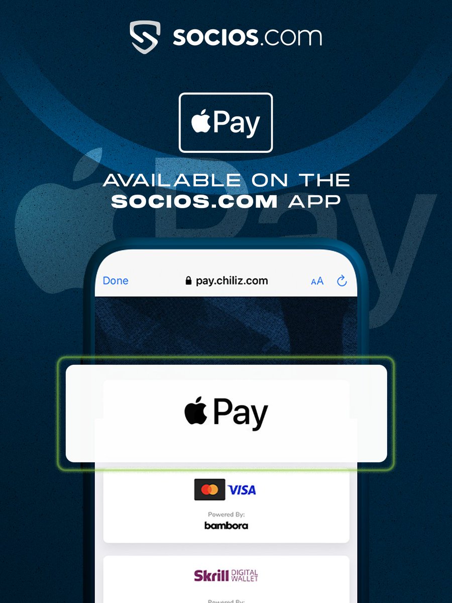 Getting a Fan Token just got a whole lot easier. Apple Pay is now available on the Socios.com App!