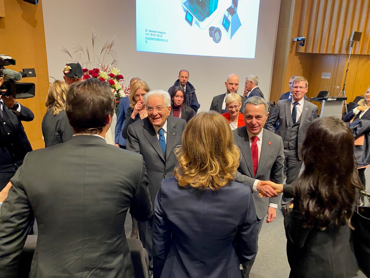 Joel_Mesot's tweet photo. It was an honor to welcome the Italian President Sergio #Mattarella and Swiss President @ignaziocassis at @ETH_en. Wonderful encounters between our guests and our researchers and students. So many🇨🇭ties with 🇮🇹I! @Quirinale https://t.co/4ROPQ8qIsh https://t.co/4aZuOGnO5j