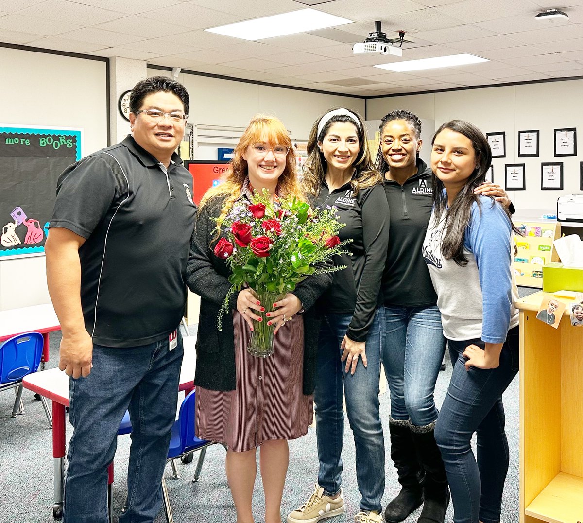 Magrill_AISD's tweet photo. Mustangs 🐴 are kicking off the morning ☀️ by celebrating our Rookie Teacher of the Year Ms. Jane Alcantar!🎉🎉 #GreatnessTogether♥️ #AldineConnected #MustangStyle https://t.co/zahfXkaUmH