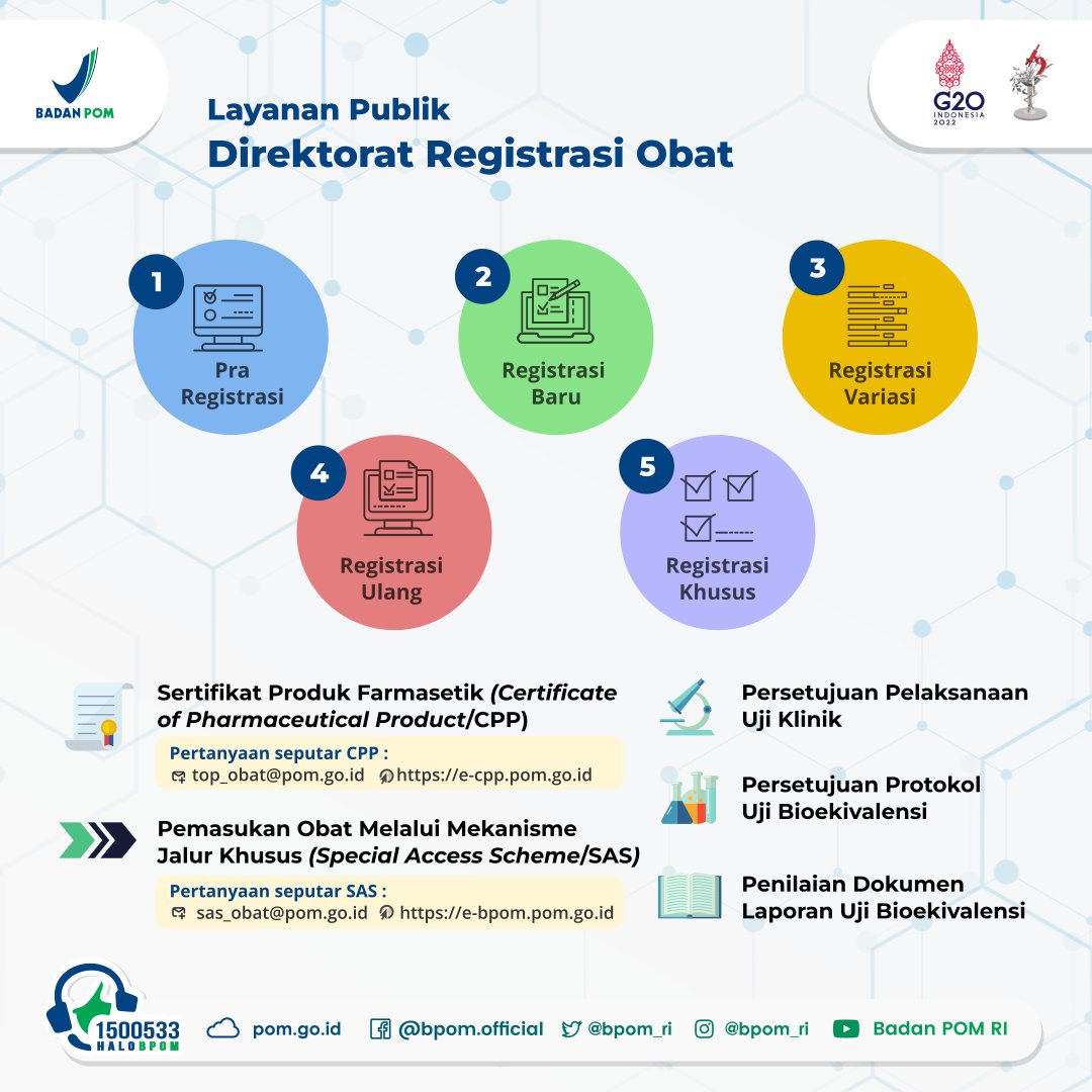BPOM_RI's tweet photo. SahabatBPOM. tahukah kamu apa saja pelayanan publik untuk komoditi obat yang tersedia di BPOM?
Simak Infografis berikut ini, #SahabatBPOM bisa temukan jawabannya disini.
#ObatAman
#PelayananBPOM
#SeputarBPOM
#BPOMRI
#HALOBPOM https://t.co/mylTsZtE1P