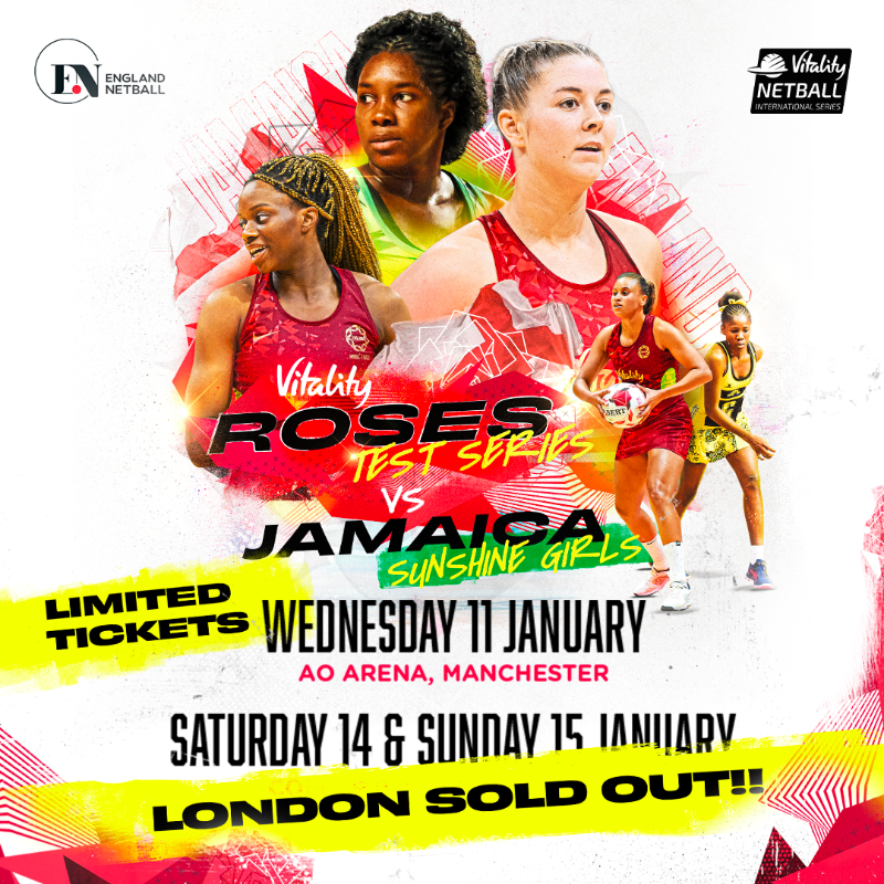 EnglandNetball's tweet photo. Tickets for the Vitality Roses vs @NetballJamaica at London's @CopperBoxArena are SOLD OUT!
🟠 11 January, Manchester - Limited tickets remaining
❌ 14 January, London - SOLD OUT
❌ 15 January, London - SOLD OUT
Don't miss out, secure your seat at the @AOArena today! ⬇️