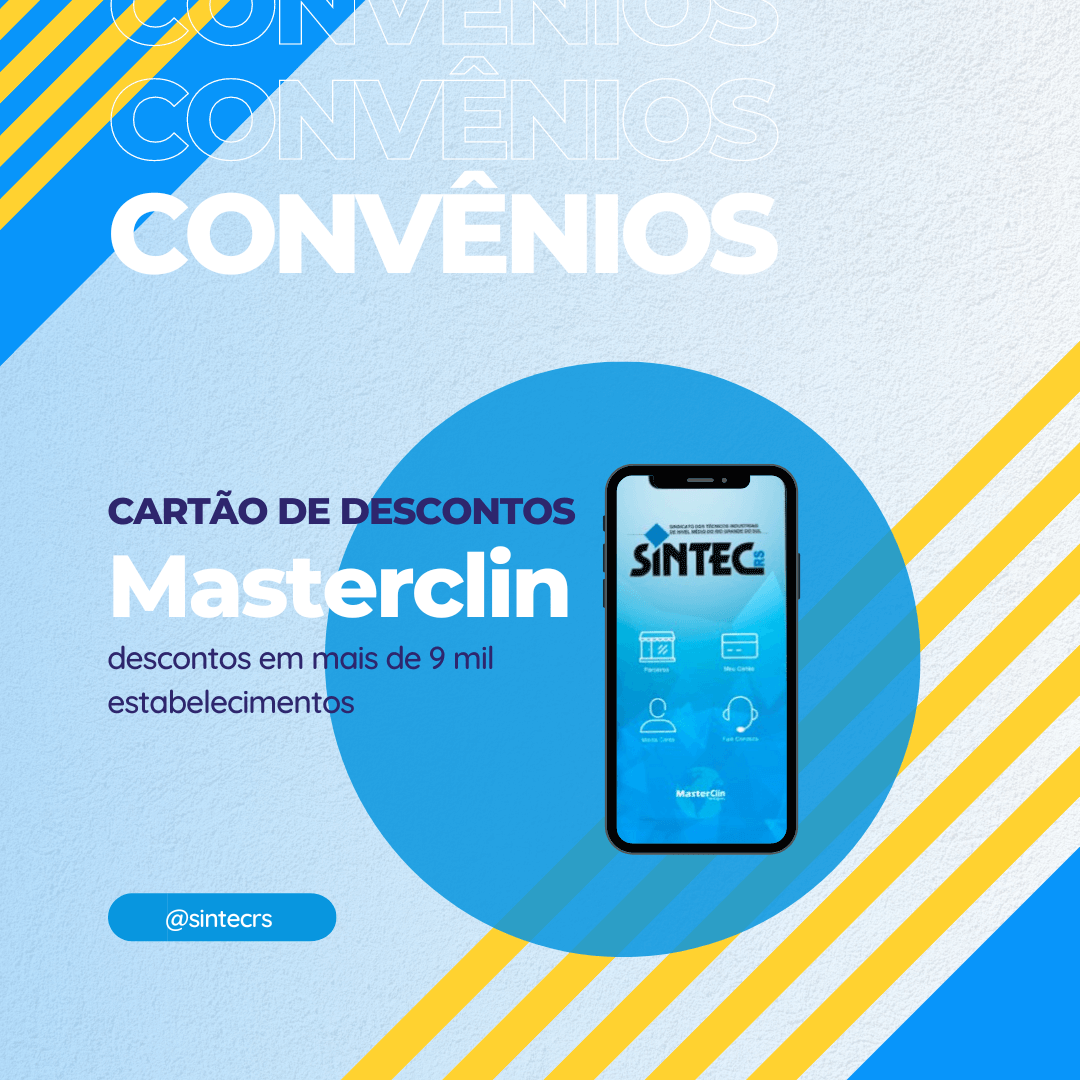 Sintec_RS's tweet photo. Associados ao SINTEC-RS contam com todos os benefícios do cartão Masterclin, que oferece descontos em mais de 9 mil estabelecimentos em todo o país. Saiba mais em https://t.co/mJo4xLvV8S #convênios #masterclin #sintecrs #técnicoindustrial #sindicato #sindicatotrabalhista https://t.co/hPv7N4G9Gz
