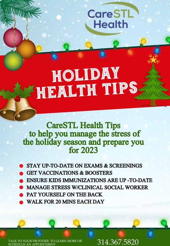 Maintain your health during the holiday season with the following helpful tips . Schedule an appointment with one of our Providers or our Registered Dietitian/Nutritionist Joselyn Zerrusen, RDN at 314-367-5820. #healthyoutcomes #healthyhabits