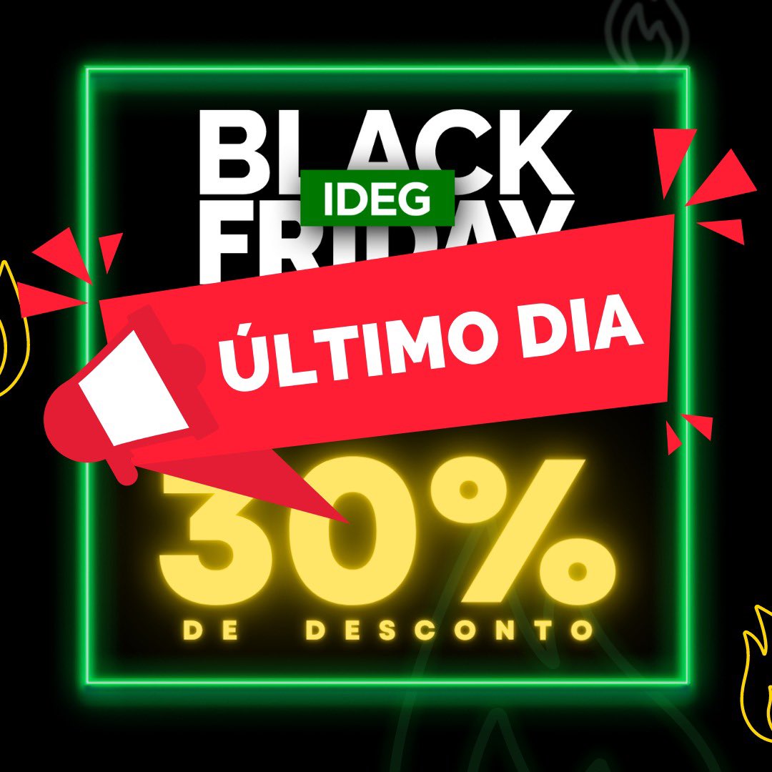 cursoideg's tweet photo. 📍ÚLTIMAS HORAS para aproveitar o MAIOR desconto do ano!
Na Black Friday #IDEG, você garante 30% de desconto em todos* os nossos cursos.
Até as 23h59 de HOJE (30/11/22), você pode se matricular nos melhores cursos do mercado, com um mega desconto de 30%, em até 10x sem juros! https://t.co/oCMVoOUDmi