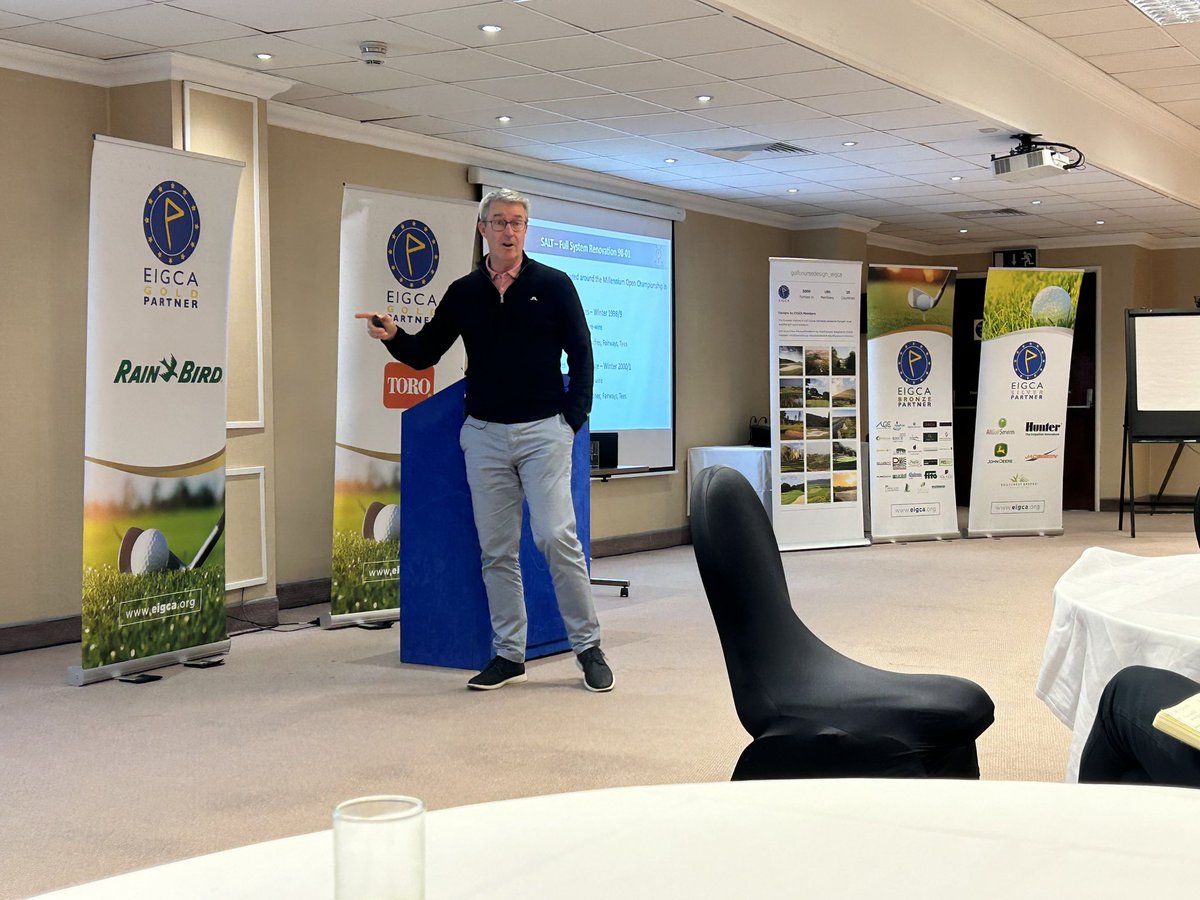 EIGCA's tweet photo. Here is Andy Brown of EIGCA Gold Partner @TheToroCompany @ToroGolf talking about sustainable management of the St Andrews Golf Course at #LearningLive2022 https://t.co/YTU3SkludD