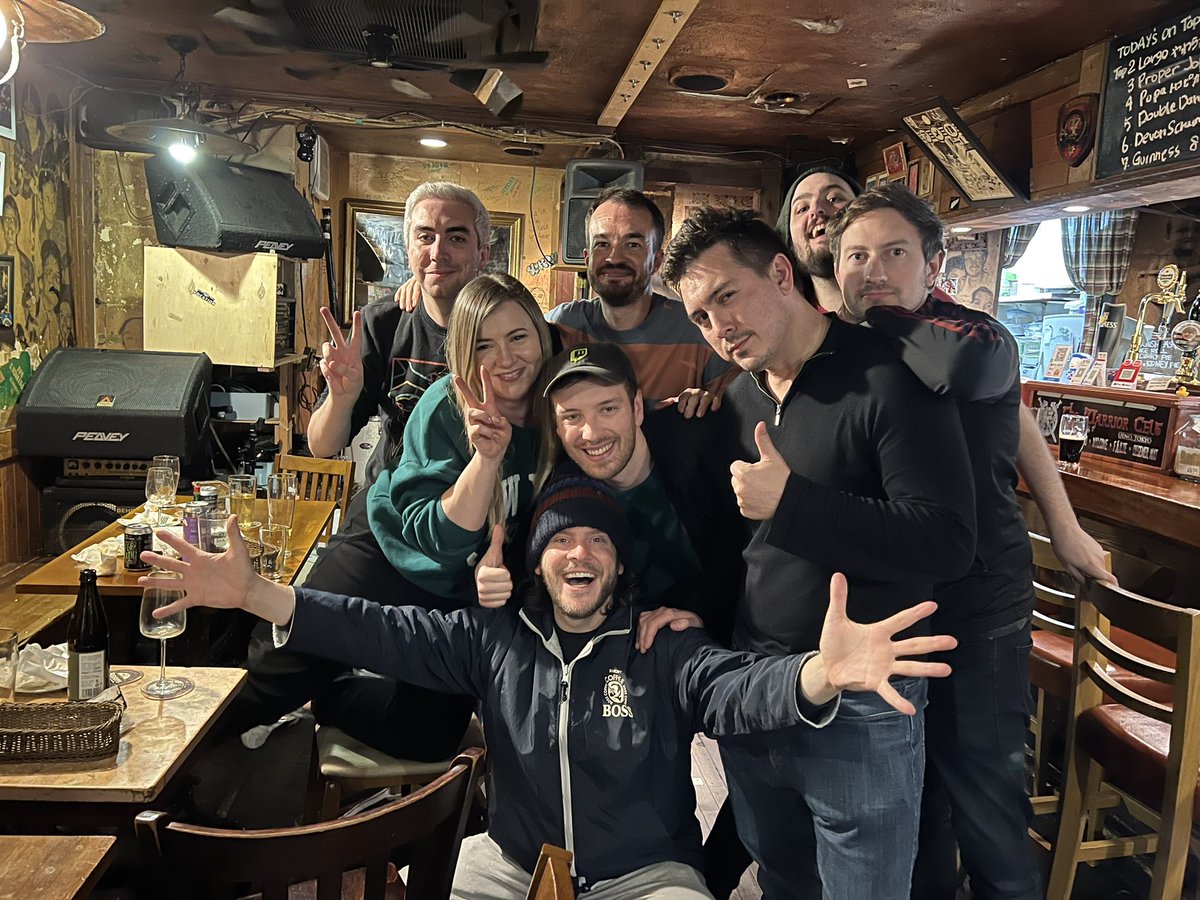 premier_two's tweet photo. Absolutely BANGER night with the crew! Appreciate these folks more than words can convey — except Ian 🍻 https://t.co/JnqMUejHUV