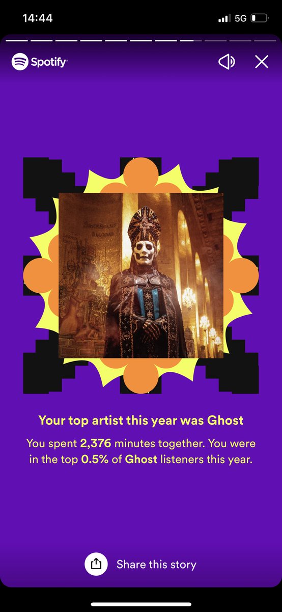 RatTheKat's tweet photo. Slay @thebandGHOST <3 #SpotifyWrapped https://t.co/30bTFT8EM8
