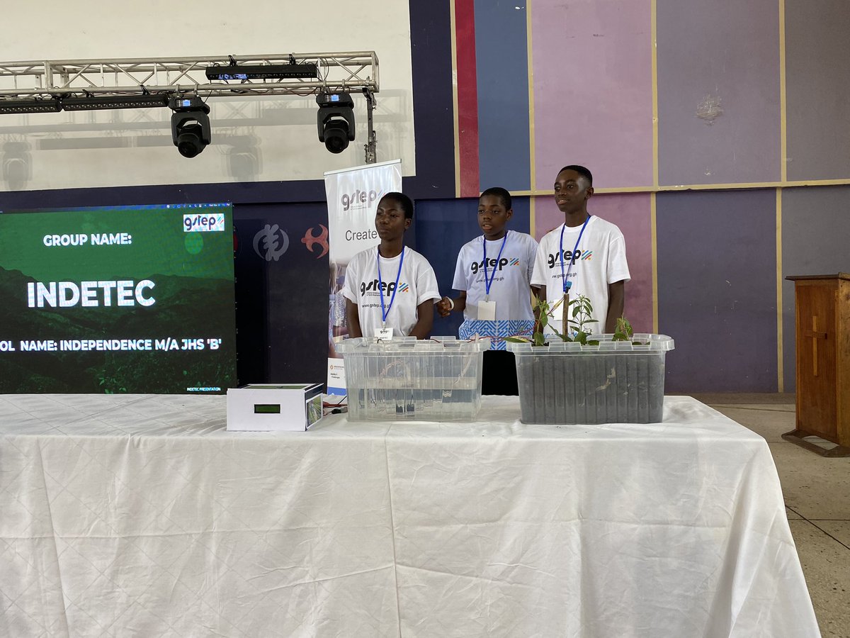 GSTEP_GH's tweet photo. Team INDETEC presented the Plant Monitoring System. It’s a device that measures the water content in the soil and irrigates your plants if the content is low. This will help save a lot of time and effort for farmers.

#GSTEPJudgingEvent #GSTEPChallenge #STEMPowered #FinalistTeams https://t.co/UtIhuqH75a