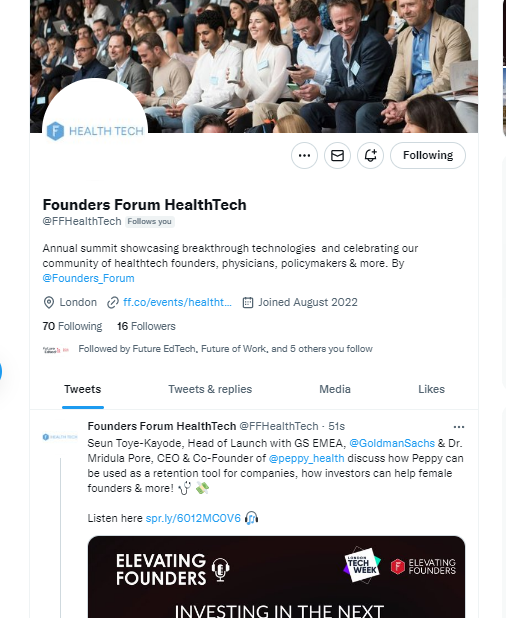 Founders Forum HealthTech (@ffxhealthtech) on Twitter photo We have a new Twitter account <a href="/FFHealthTech/">Founders Forum HealthTech</a> please go and follow that one π π
#Healthcare #Healthtech #Tech #Technology We have a new Twitter account <a href="/FFHealthTech/">Founders Forum HealthTech</a> please go and follow that one π π
#Healthcare #Healthtech #Tech #Technology