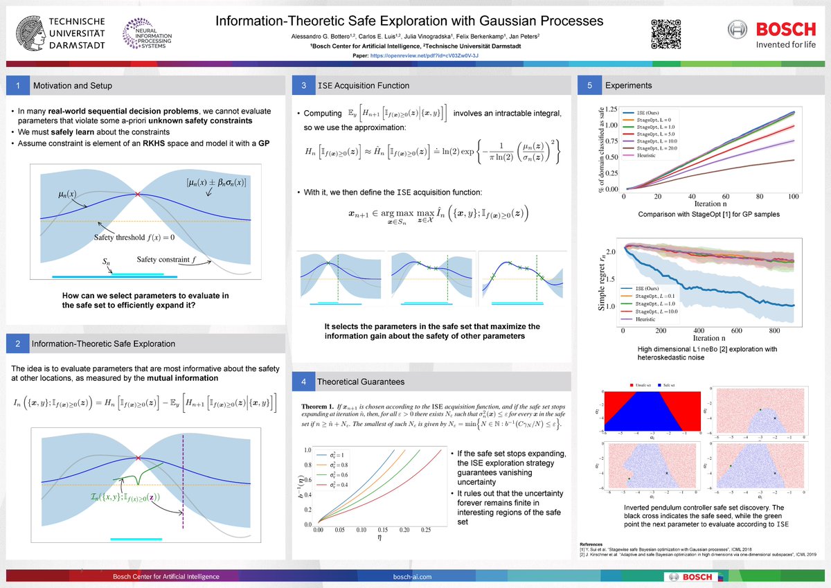 Bosch Center for Artificial Intelligence (@bosch_ai) on Twitter photo 🙌 Yesterday, #BCAI & <a href="/TUDarmstadt/">TU Darmstadt</a> presented their latest #research results "Information-Theoretic Safe Exploration with Gaussian Processes" at <a href="/NeurIPSConf/">NeurIPS Conference</a>. ✨ You missed the poster session? Find all information about the paper here ➡️ bit.ly/3NSSQet 🙌 Yesterday, #BCAI & <a href="/TUDarmstadt/">TU Darmstadt</a> presented their latest #research results "Information-Theoretic Safe Exploration with Gaussian Processes" at <a href="/NeurIPSConf/">NeurIPS Conference</a>. ✨ You missed the poster session? Find all information about the paper here ➡️ bit.ly/3NSSQet