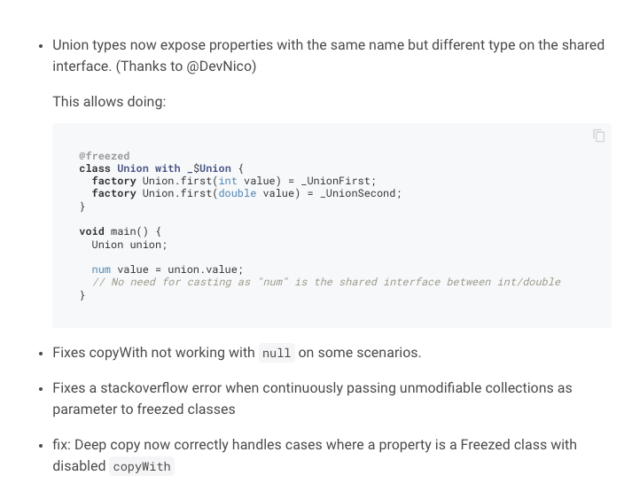 remi_rousselet's tweet photo. Freezed 2.3.0 is out 🥳

Special thanks to @DevNicoS https://t.co/EKK4G05Xcf