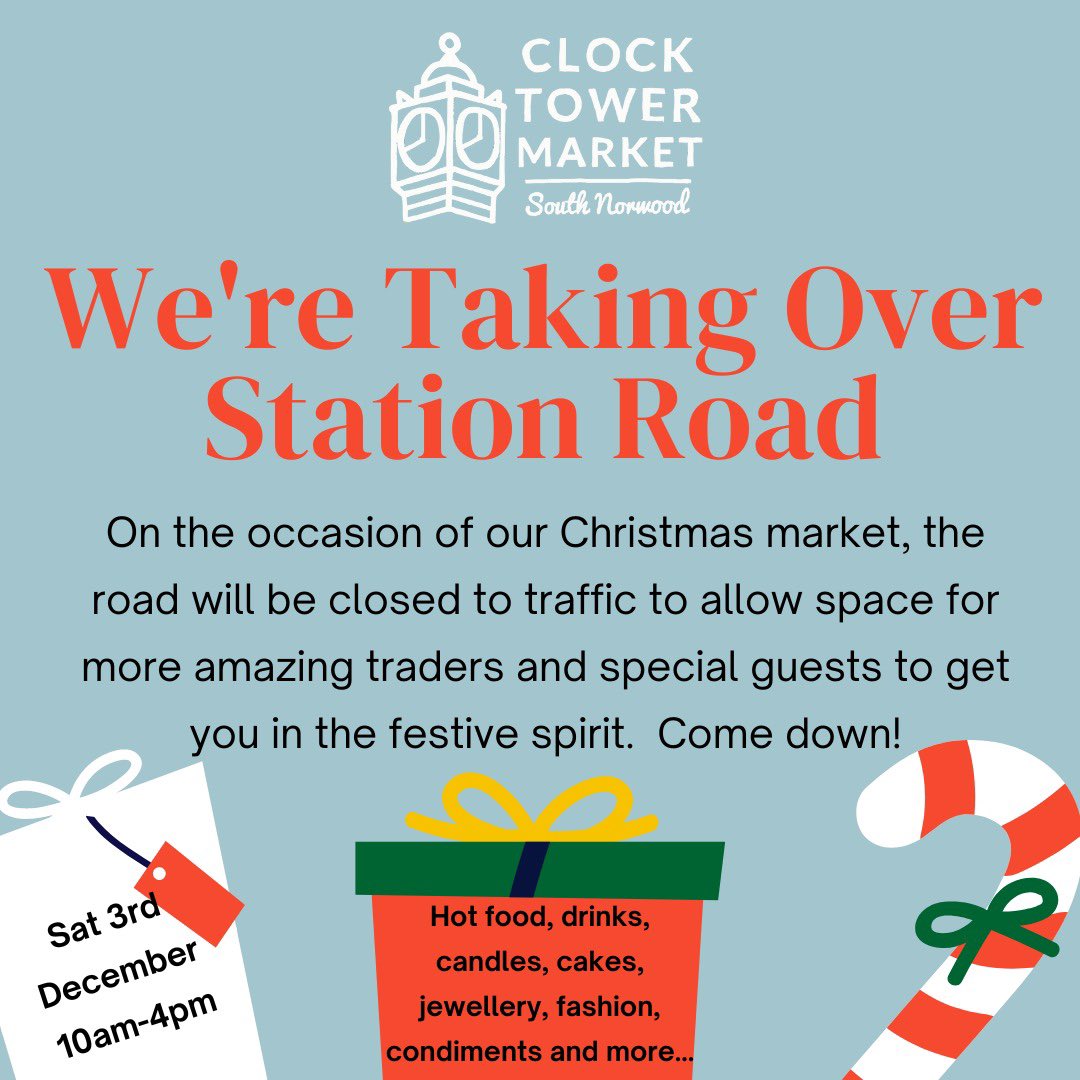 Our Christmas market is coming up THIS SATURDAY and it will be bigger than ever 🥳🎄✨ #SouthNorwood #ClocktowerMarket