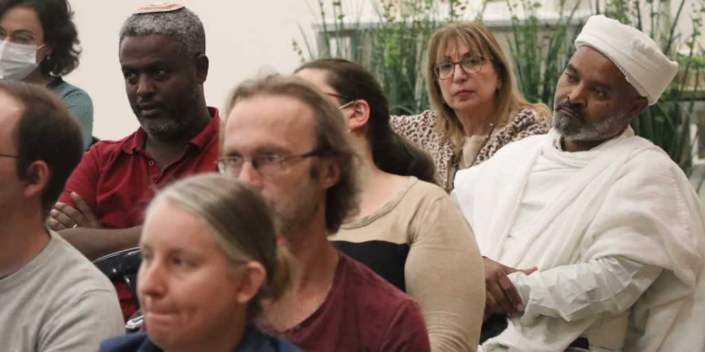 TelAvivUni's tweet photo. TAU Sourasky Central Library hosted a conference in honor of #Ethiopian Jewish holiday, #Sigd. "The cultural richness of the Ethiopian community's traditions is part of the texture &amp; diversity in Israel and at TAU," said Prof. Neta Ziv, TAU's VP for Equity, Diversity &amp; Community. https://t.co/dJ7ELcOJUQ