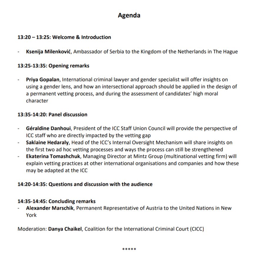 If you're attending #ASP21 next week please join our side event on the development of a permanent vetting process for all ICC/ASP elections. We have an outstanding panel lined up & we'll be unpacking which essential elements are needed to ensure the permanent process is robust ⤵️