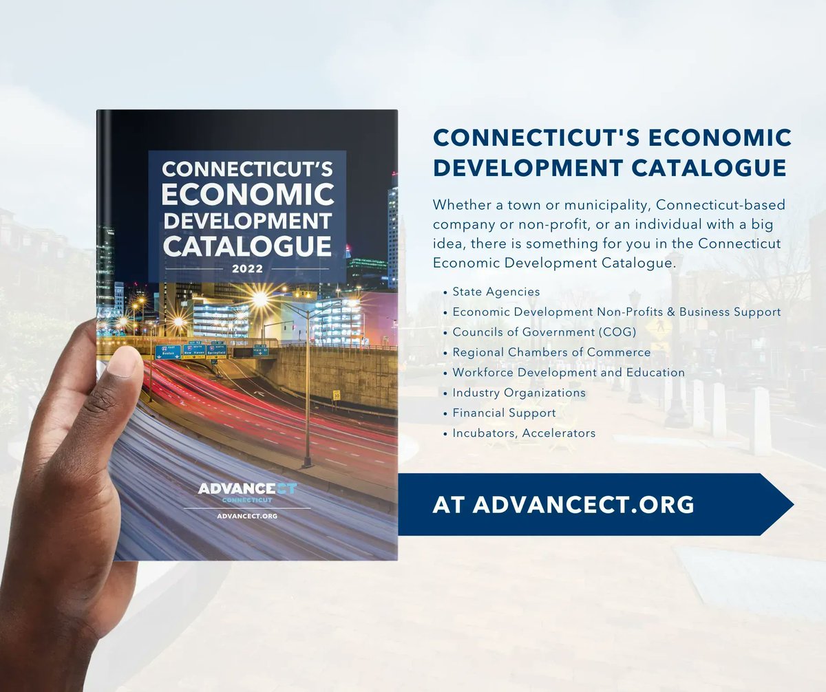 AdvanceCT has released its first edition of the #Connecticut Economic Development Catalogue, which compiles the variety of economic development and business support organizations in Connecticut. Read the full release and catalogue here: buff.ly/3FfPgZc