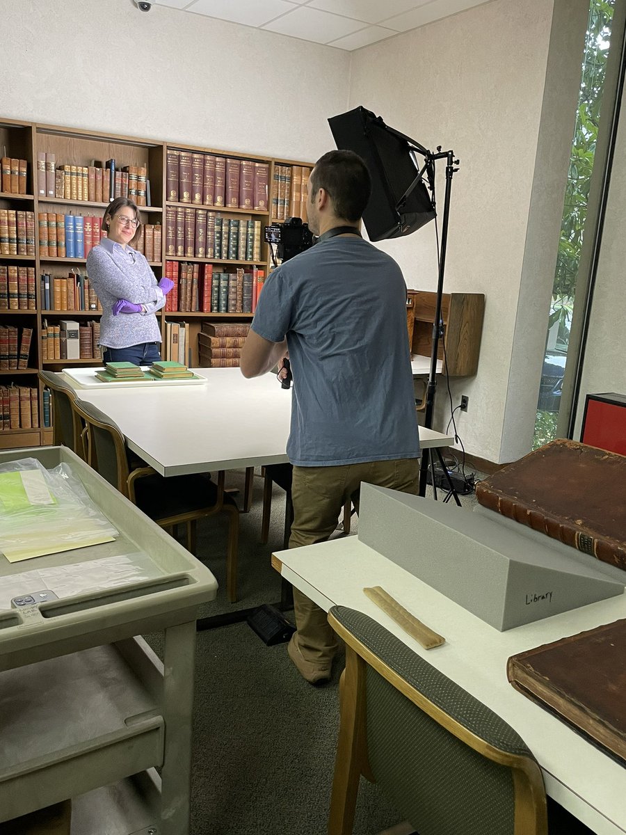 Jason_Brudereck's tweet photo. We’re shootings video today of Dr. Melissa Tedone and The Poison Book Project, which has found arsenic in the bindings of 19th century books in the library here at @WinterthurMuse: https://t.co/xo5IaMW5Jz #poisonbookproject #bibliotoxicology https://t.co/oT5HCmZVvk