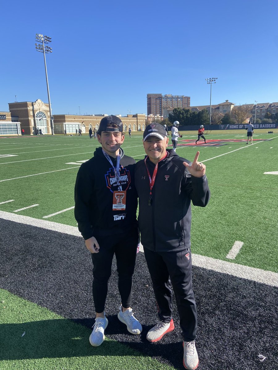 Huge thanks to <a href="/JoeyMcGuireTTU/">Joey McGuire 🌵</a> for having me out for a visit and  practice last Tuesday before the big win Saturday against OU! I can’t wait to get back!  #GunsUp #WreckEm #TheBrand🌵 @TTU_EJones <a href="/BnanceTTU/">🥷 Brian Nance 🌵</a> <a href="/MikeDavis_1/">Magic</a> <a href="/jkbtjc_53/">James Blanchard 🌵</a> <a href="/cwil327/">CJ Wilson</a> <a href="/mc32_j/">Coach McCullar</a> <a href="/TXPrivateFBGuy/">Texas Private School Football</a>
