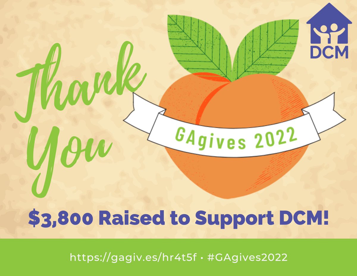 DCMDecatur's tweet photo. THANK YOU!!! Your generosity and commitment to the DCM mission helped us raise $3,800 for #GAGivesDay We appreciate each of you! If you haven’t had an opportunity to donate and would like to the giving website is still live. https://t.co/Phwq6nQLqg https://t.co/GN398ZppLa