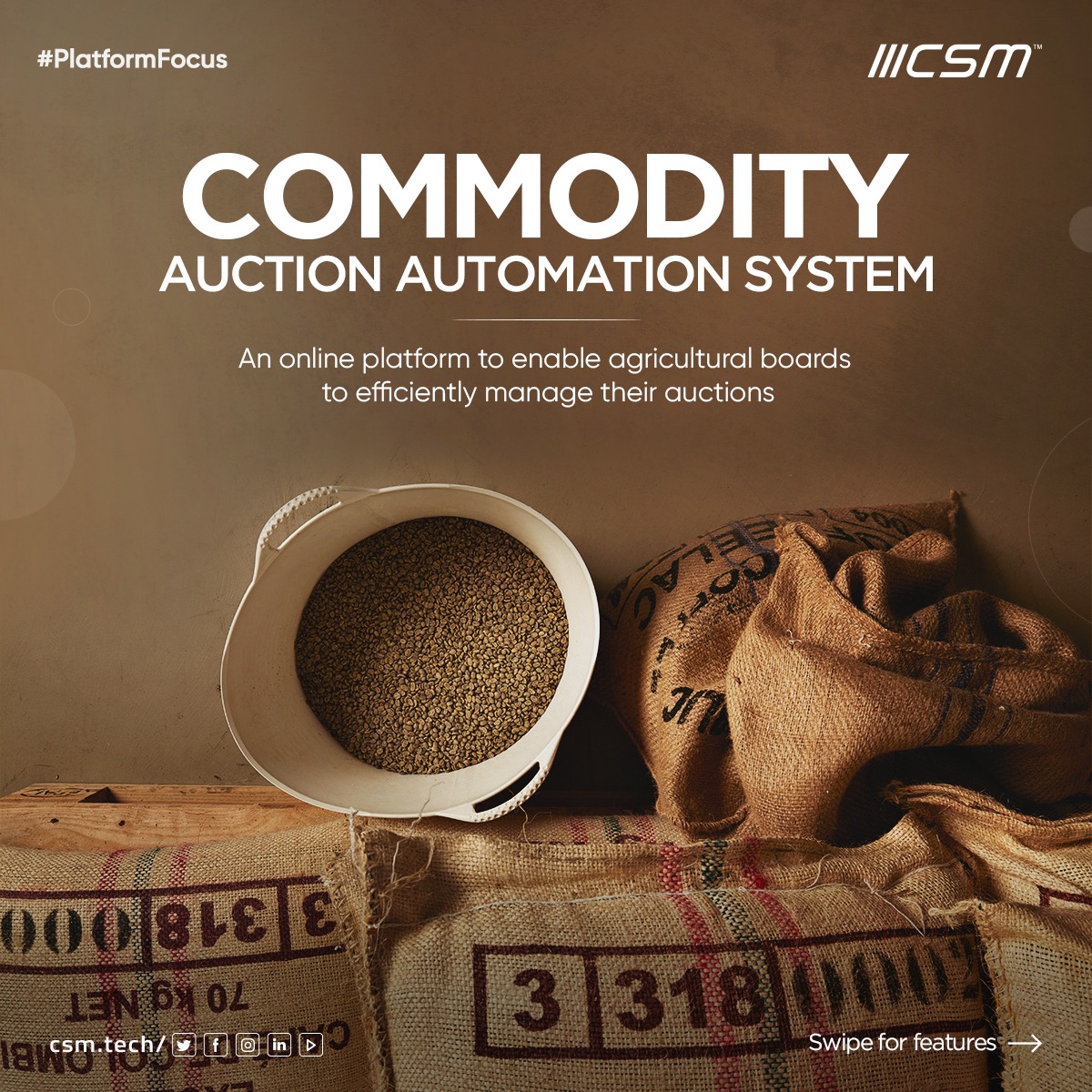 CSMTechnologies's tweet photo. CSMโs online commodity trading system is a one-stop solution catering to spot markets where production is completed & delivery is immediate.
Learn more about the system here: https://t.co/2Z1N4UvcFa
#CSMPlatforms #CommodityAuction #FoodSecurity #FoodPrint https://t.co/5yXKI2CmVl
