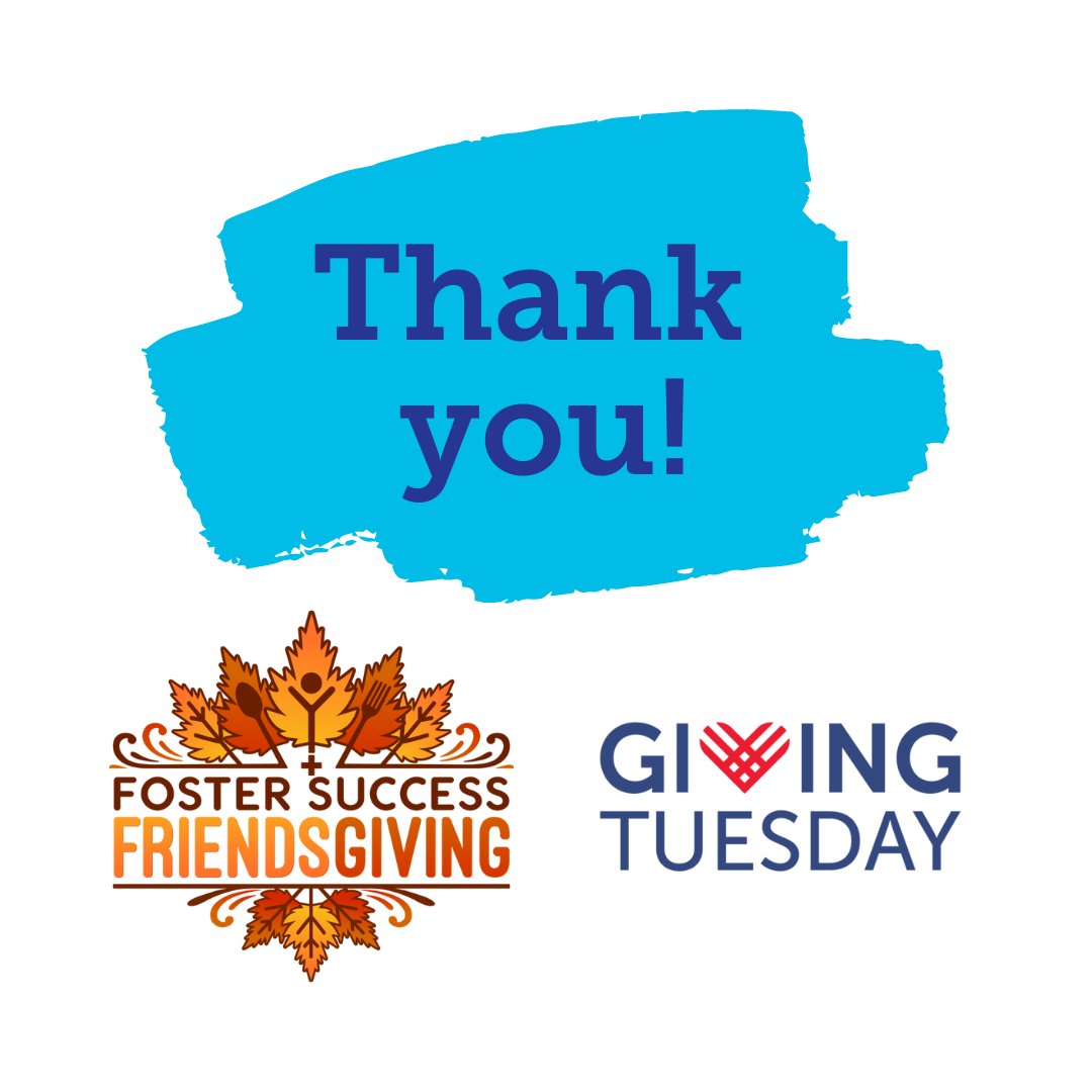 FosterSuccessUS's tweet photo. Your #GivingTuesday generosity pushed us over the half-way mark toward our #FsFriendsGiving goal! Thank you. Continue to encourage your family, friends, and colleagues to invest in a young person's future this holiday season. The campaign continues through December 31. https://t.co/ZN2FuyVNeT