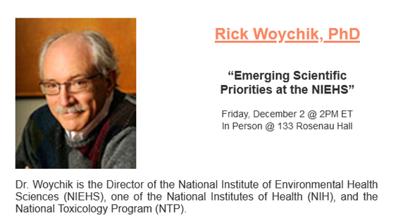 Join us this Friday, December 2 at 2pm ET for an in-person seminar with Dr. Rick Woychik, Director of NIEHS. All are welcome. Register here: norc.unc.edu/event/in-perso…