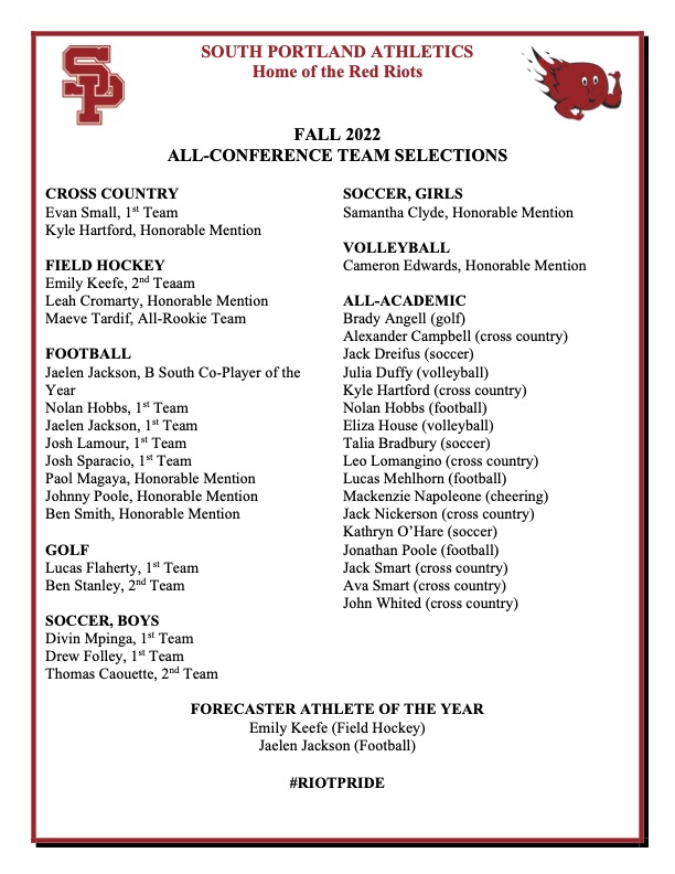 South Portland Red Riots Athletics on Twitter "Congratulations to our