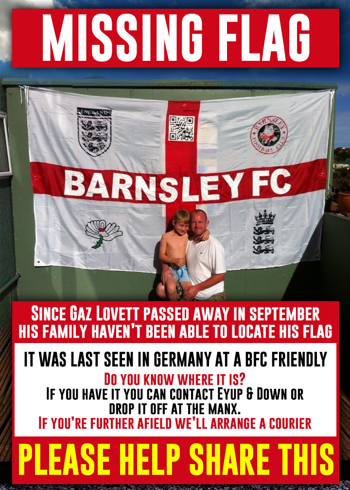 EyupandDown's tweet image. Have you seen this flag?

Since Gaz died in September we've been trying unsuccessfully to locate his flag, we've searched high and low. His son Harry wants it back.

Can you do us a massive favour and please retweet this.

Many thanks

TEAM E&amp;amp;D